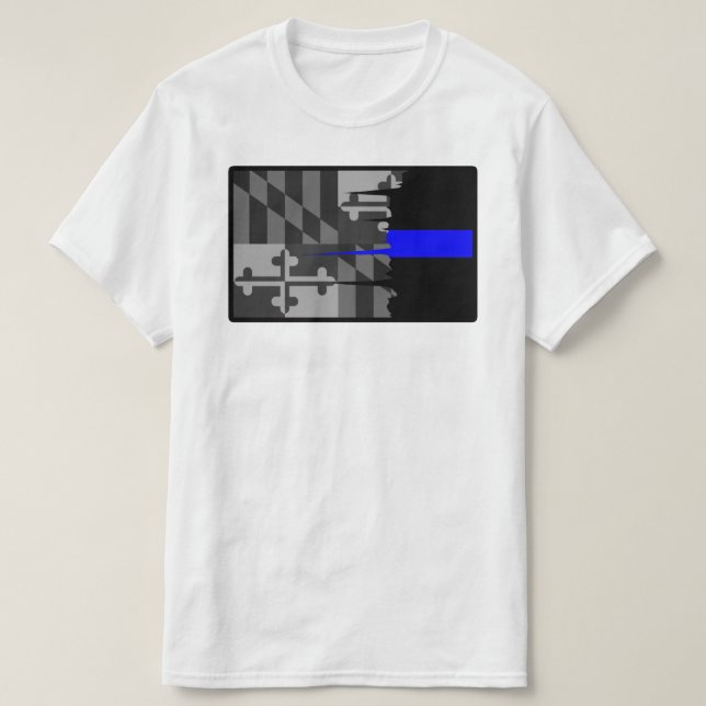 Camiseta hecha andrajos de Blue Line de la bandera (Diseño del anverso)