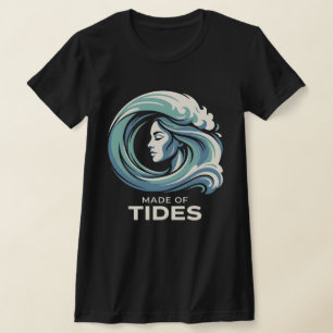 Camiseta Hecha de Mujer Océano Mareas Ola Femenina Costera