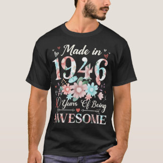 Camiseta Hecha en 1946 Floral para Cumpleaños 80