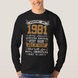 Camiseta Hecha En 1981 Leyenda Viva Raras Salvajes 41º Naci