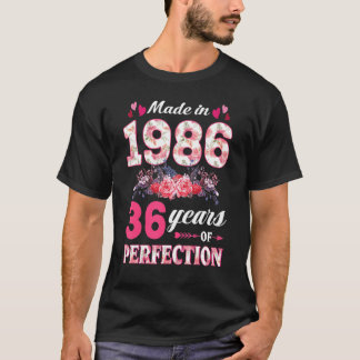 Camiseta Hecha En 1986 Floral 36º cumpleaños 36 Años