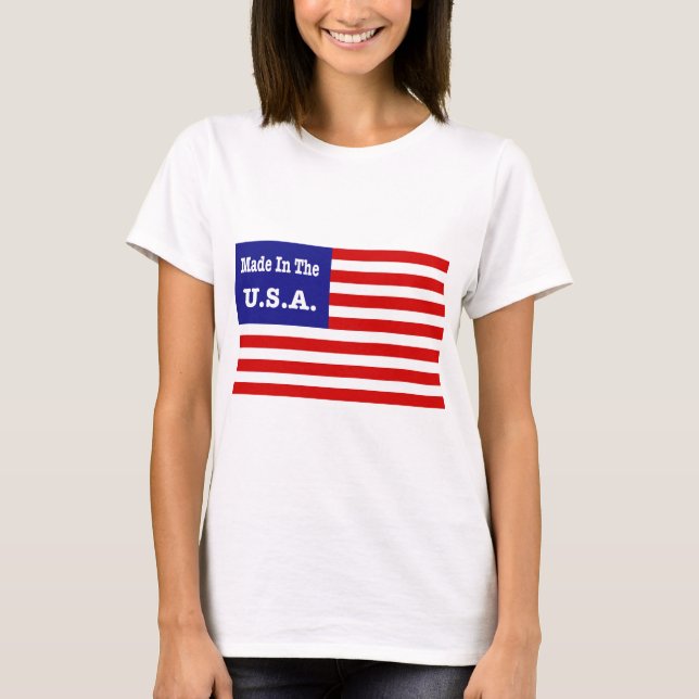 Camiseta Hecha En Estados Unidos Bandera Roja Blanca Y Azul (Anverso)