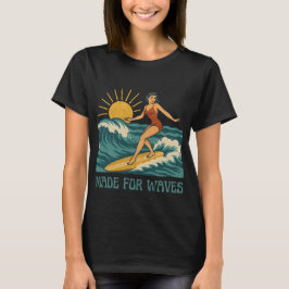 Camiseta Hecha para las olas | Chica Surfista Retro de Cali
