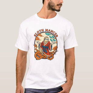 Camiseta Hechicero Místico de Fantasía Animal Perezoso Zen