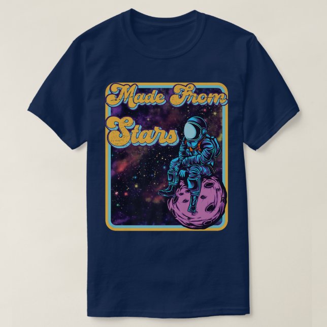Camiseta Hecho A Partir De Estrellas Retro Astral Astronaut (Diseño del anverso)