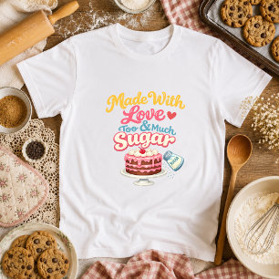 Camiseta Hecho Con Amor & Demasiado Azúcar Abuela Horneando