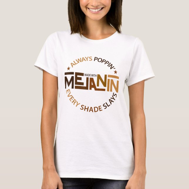 Camiseta Hecho con Melanin Black Chica Magic Afro Beauty Bl (Anverso)