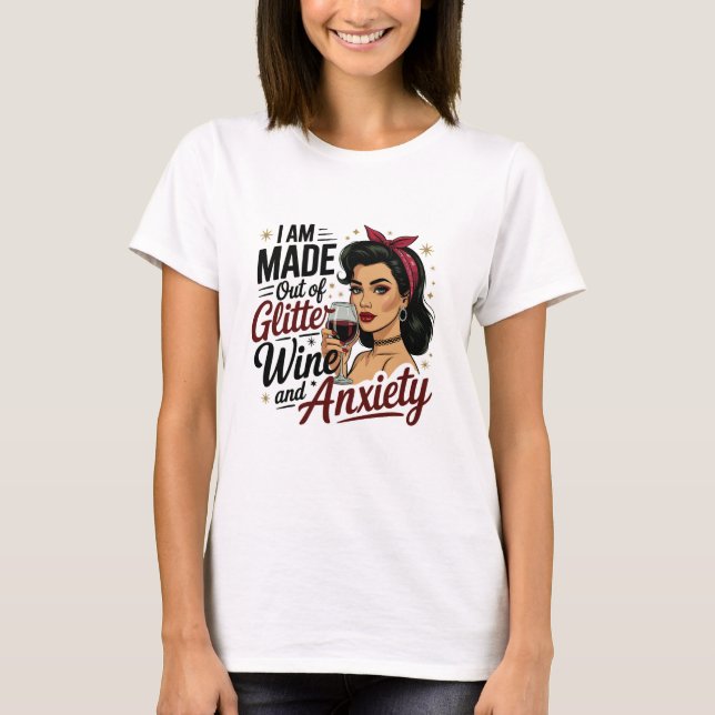Camiseta Hecho de Ansiedad Vina Purpurina (Anverso)
