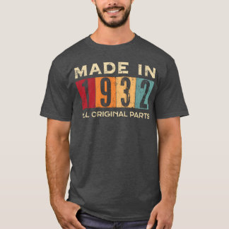 Camiseta Hecho En 1932 90 Cumpleaños 90 Todo Original P ret