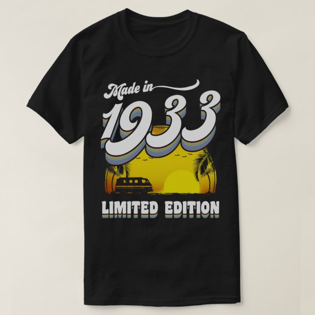 Camiseta Hecho en 1933 Regalo de cumpleaños número 90 años  (Diseño del anverso)