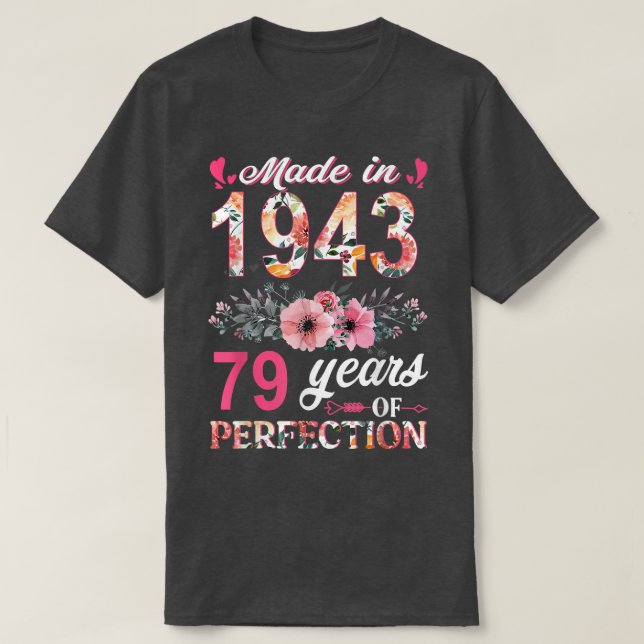 Camiseta Hecho En 1943 Regalo Floral De 79 Años De Edad (Diseño del anverso)