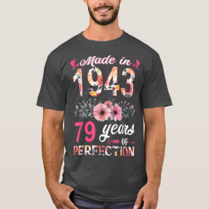 Camiseta Hecho En 1943 Regalo Floral De 79 Años De Edad