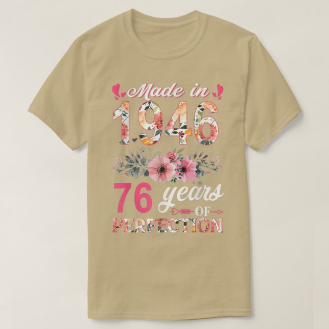 Camiseta Hecho En 1946 Regalo Floral De 76 Años De Edad (Diseño del anverso)