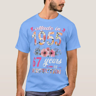 Camiseta Hecho En 1955 Regalo Floral De 67 Años De Edad