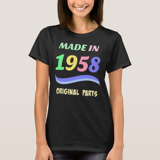 Camiseta Hecho en 1958, el diseño de texto colorido (Anverso)