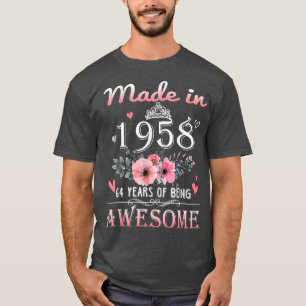 Camiseta Hecho En 1958 Regalo Floral De 64 Años De Edad