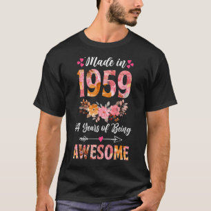 Camiseta Hecho En 1959 Regalo Floral De 64 Años De Edad