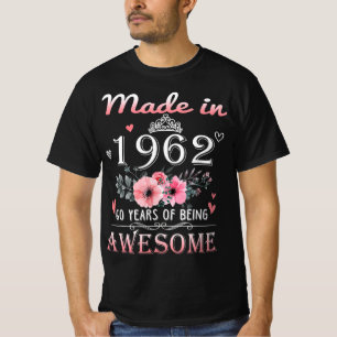 Camiseta Hecho En 1962 Regalo Floral De 60 Años De Edad