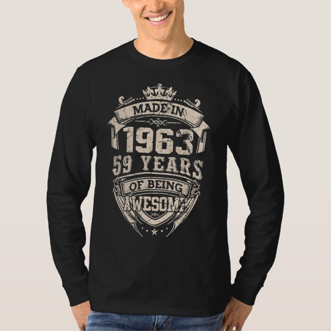 Camiseta Hecho En 1963, 59 Años De Ser Increíble (Anverso)