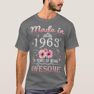 Camiseta Hecho En 1963 Regalo Floral De 59 Años De Edad De