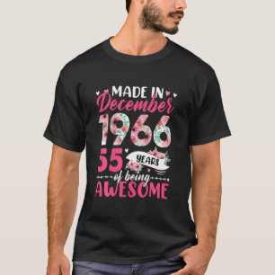 Camiseta Hecho En 1966 Cumpleaños De Diciembre 55 Años De S