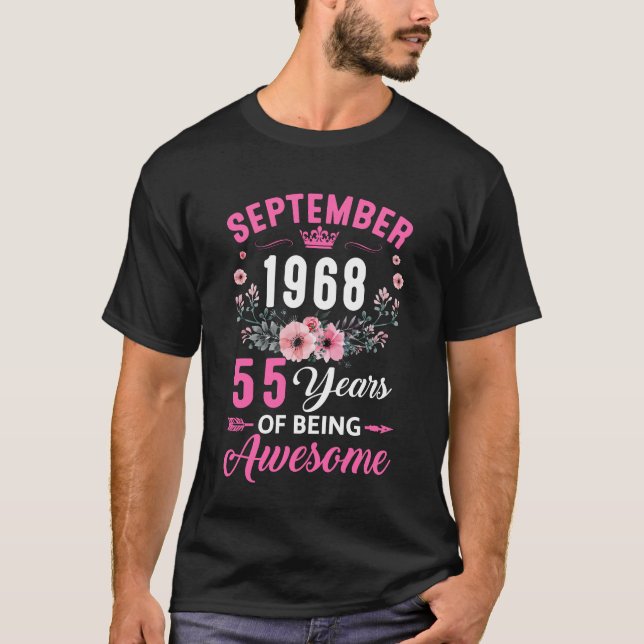 Camiseta Hecho En 1968 55 Años De Edad 55 De Septiembre (Anverso)
