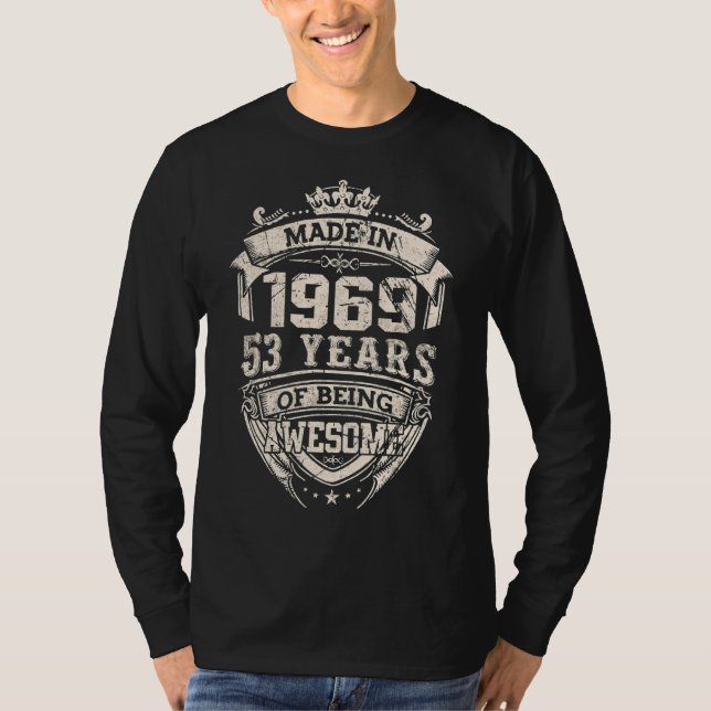 Camiseta Hecho En 1969 53 Años De Ser Aterrador (Anverso)