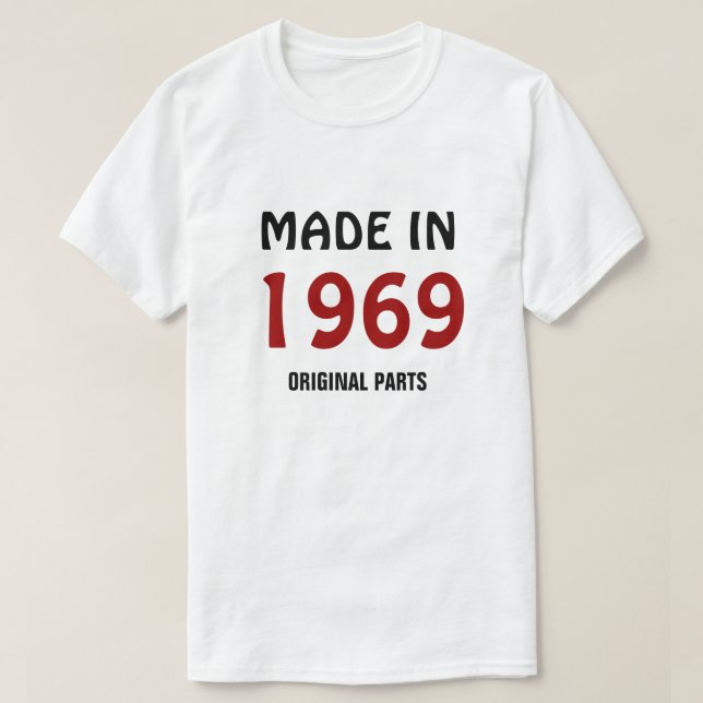 Camiseta Hecho en 1969, Piezas Originales (Diseño del anverso)