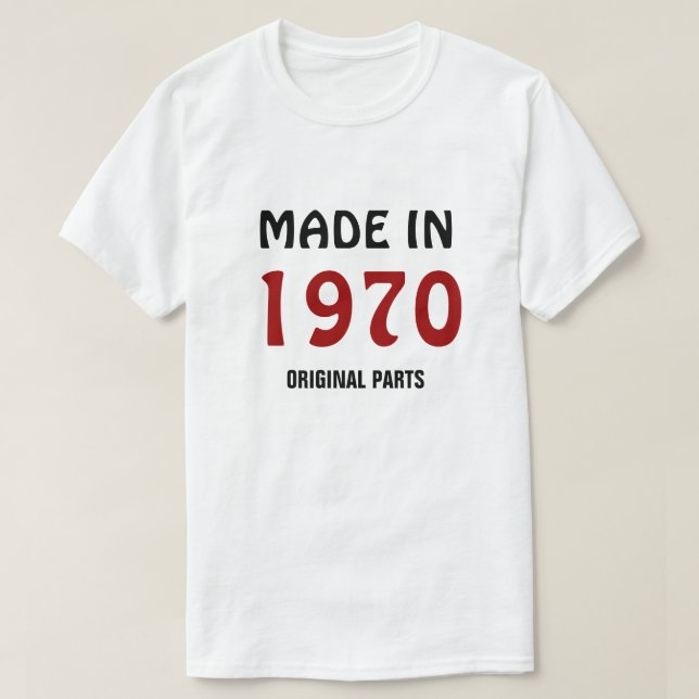 Camiseta Hecho en 1970, Piezas Originales (Diseño del anverso)
