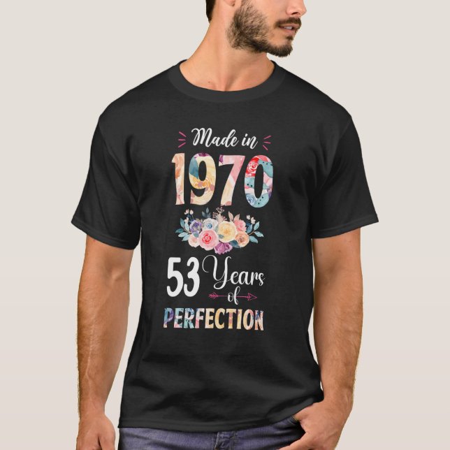 Camiseta Hecho En 1970 Regalo De 53 Años De Floral (Anverso)