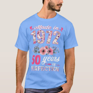 Camiseta Hecho en 1972 Floral Regalo de Cumpleaños 50 Años 