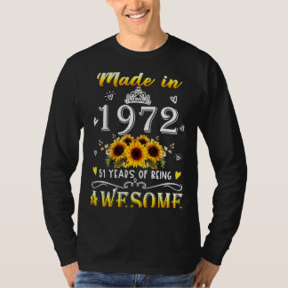 Camiseta Hecho En 1972 Girasol 51º B Día 51 Años De Estanci