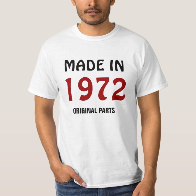 Camiseta Hecho en 1972, Piezas Originales (Anverso)