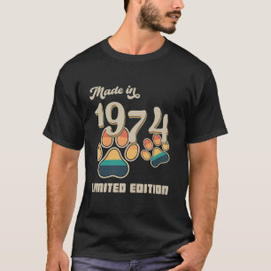 Camiseta Hecho En 1974 Edición Limitada Dog Paw Vintage 50