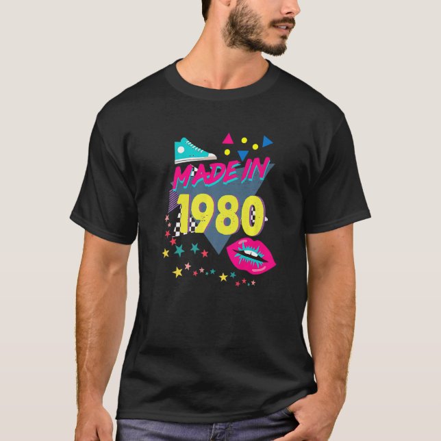 Camiseta Hecho en 1980 42º cumpleaños 80s 90s 1990s Nos (Anverso)