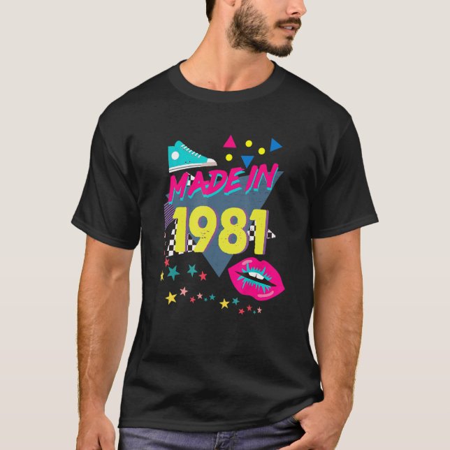 Camiseta Hecho en 1981 41º cumpleaños 80s 90s 1990s Nos (Anverso)