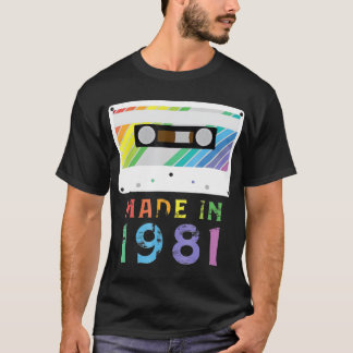 Camiseta Hecho En 1981, Un Gracioso Regalo De Neón Retro Vi