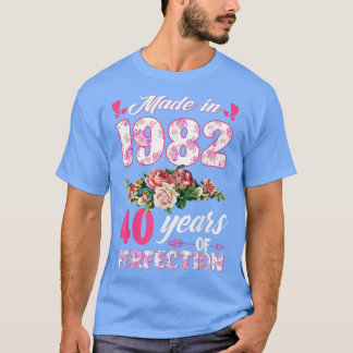 Camiseta Hecho en 1982 Regalo Floral de 40 años de antigüed
