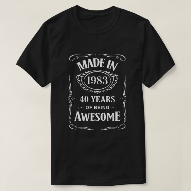 Camiseta Hecho en 1983 40 años de ser impresionante 2023 bd (Diseño del anverso)