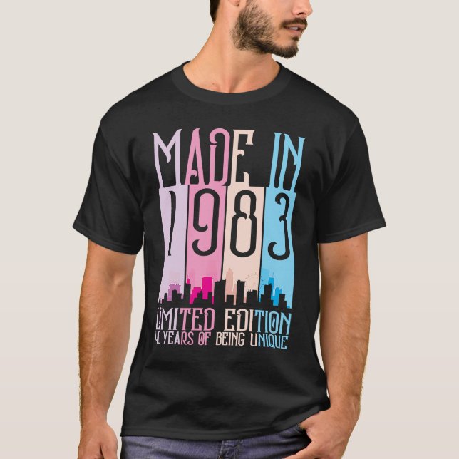 Camiseta Hecho En 1983 40 Años Siendo Un Cumpleaños Único (Anverso)