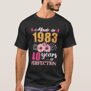 Camiseta Hecho En 1983 Regalo Floral De 40 Años