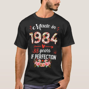 Camiseta Hecho En 1984 Floral 38 Años De Edad 38º Cumpleaño