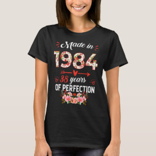 Camiseta Hecho En 1984 Floral 38 Años De Edad 38º Cumpleaño