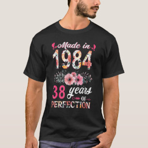 Camiseta Hecho En 1984 Floral 38 Años De Edad 38 Años De Ed