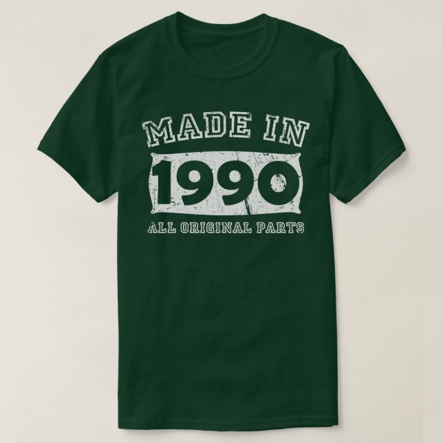Camiseta Hecho en 1990 Partes originales Regalos de cumplea (Diseño del anverso)