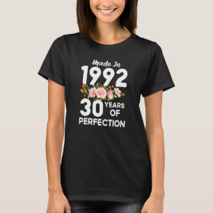 Camiseta Hecho En 1992 Floral 30 Años De Edad 30 Años S Wo