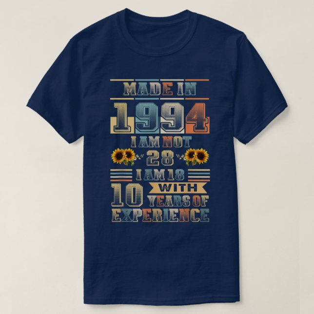 Camiseta Hecho en 1994 18 años de edad 10 años de antigüeda (Diseño del anverso)