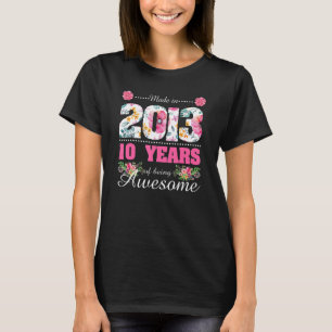 Camiseta Hecho en 2013 Floral 10 años
