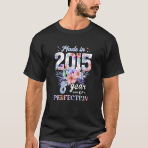 Camiseta Hecho En 2015 Floral 8 Años De Edad 8º Cumpleaños