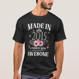 Camiseta Hecho En 2015 Floral 8 Años De Edad 8 Años De Edad